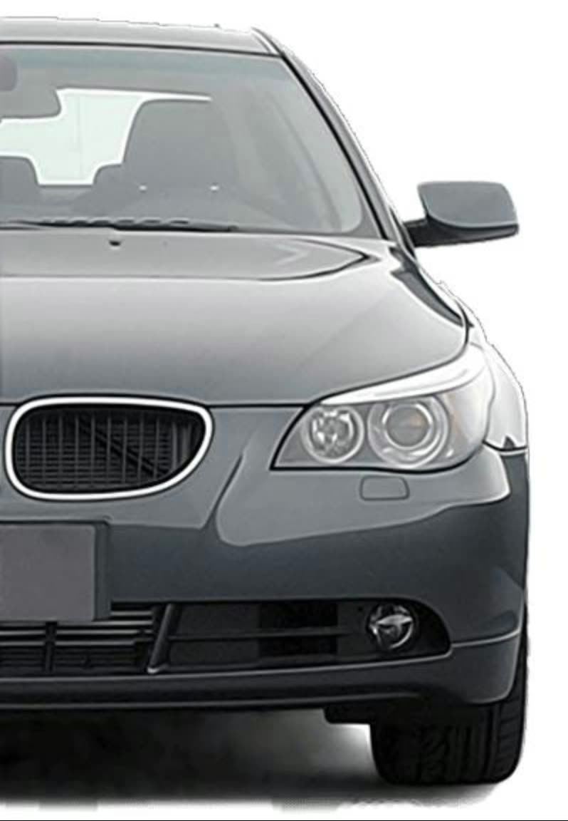 After: BMW 5 Series after front-end collision repair, no visible seam